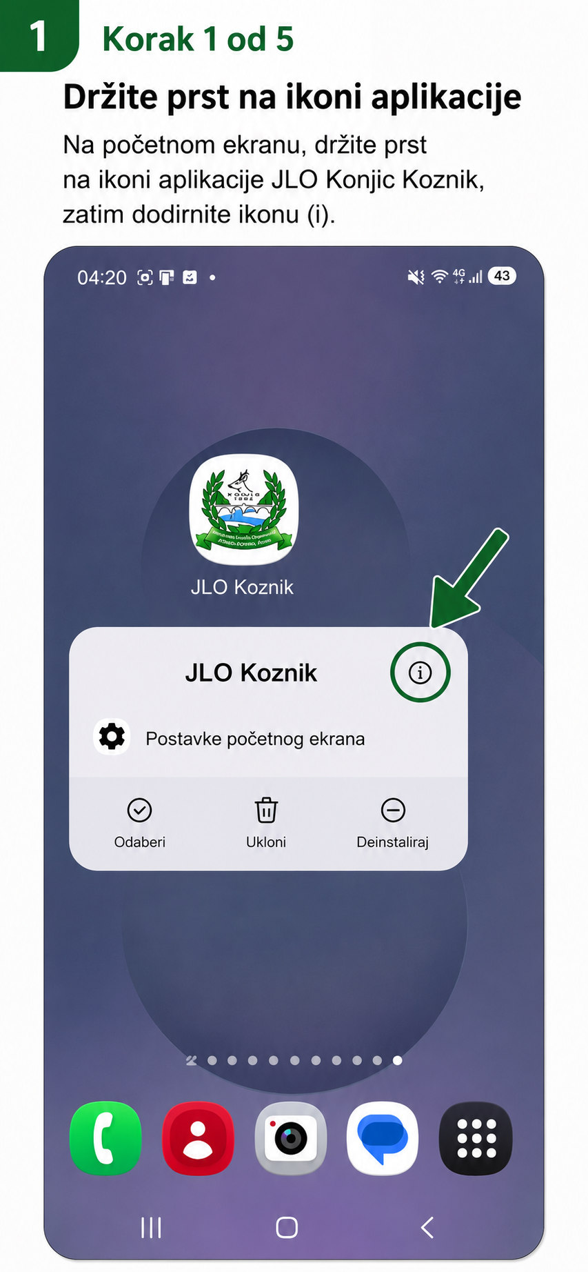 Otvorite informacije o aplikaciji