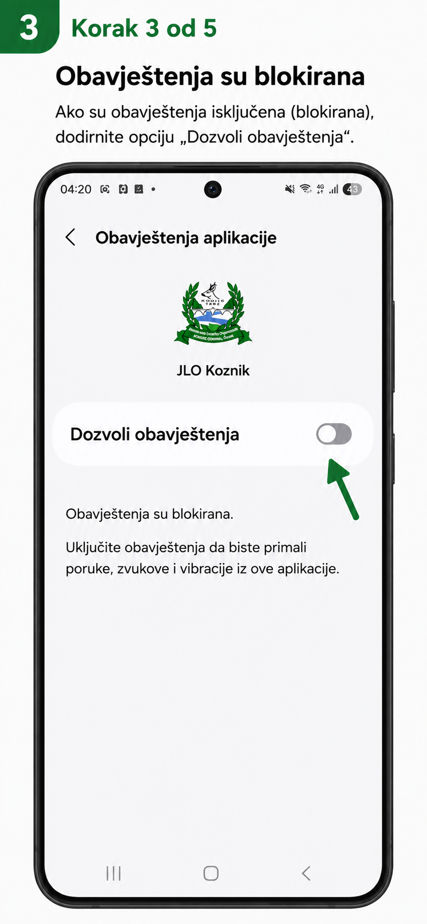 Uključite Dozvoli obavještenja